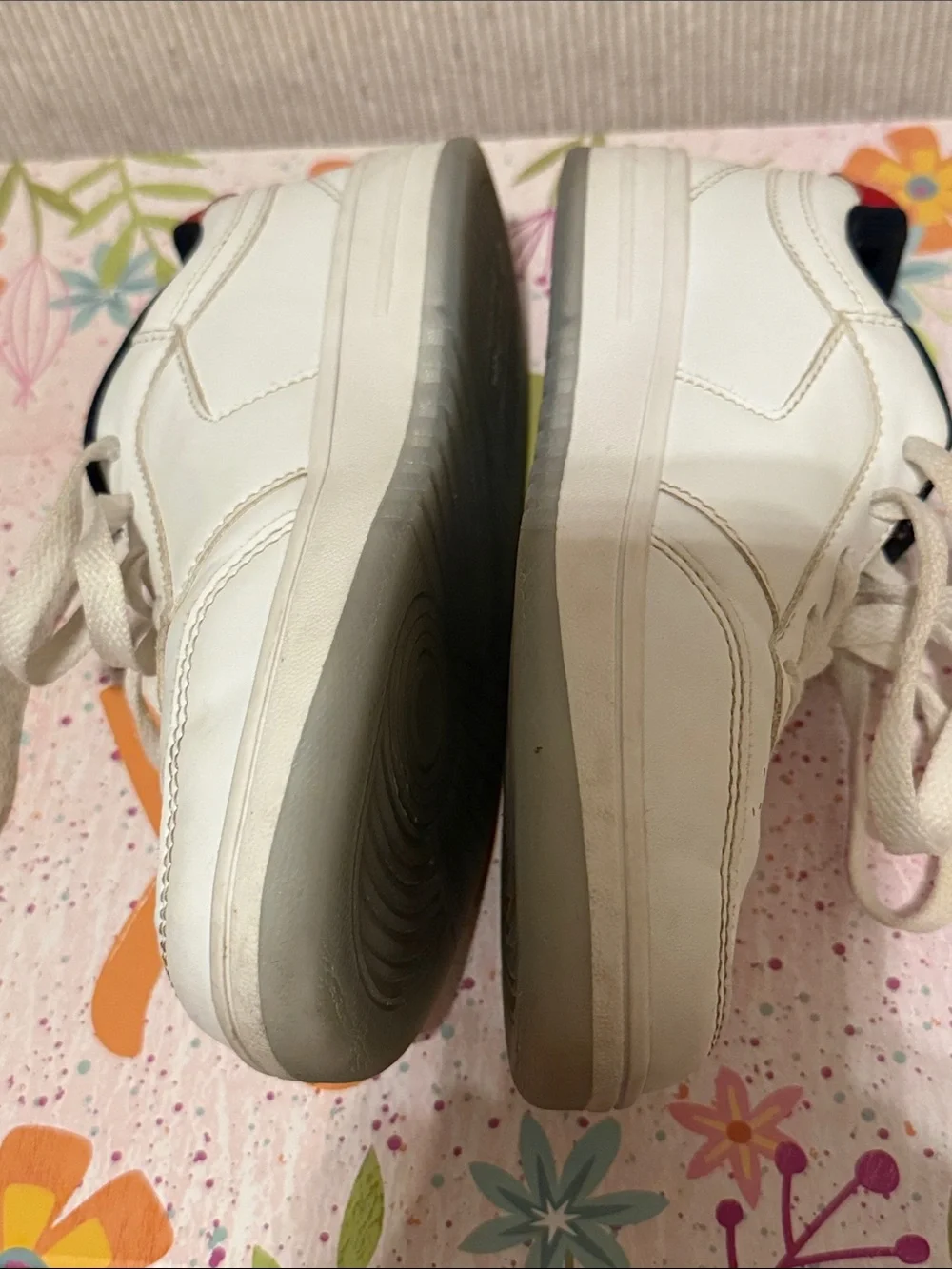 Nautica Kids White Sneakers with Navy and Red Trim